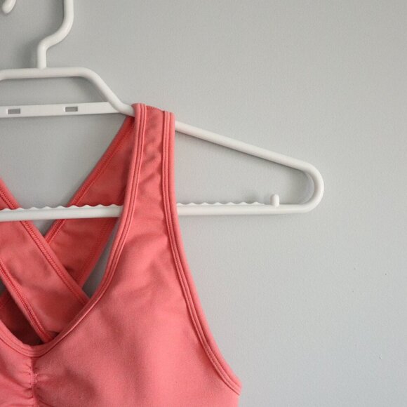 Alphalete Women's S Pink‎ V-Neck Ruched Racerback Stretch Activewear Sports Bra - Picture 5 of 9